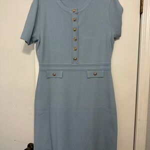 Elegant Blue Button-Down Dress